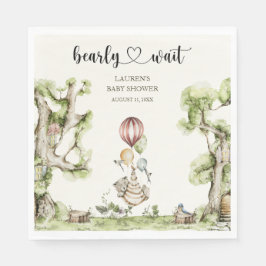 Bearly Wait Gender Neutral Baby Shower Woodland Servet