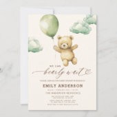 Bearly Wait Genderneutraal groen Baby shower Kaart (Voorkant)