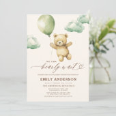 Bearly Wait Genderneutraal groen Baby shower Kaart (Staand voorkant)