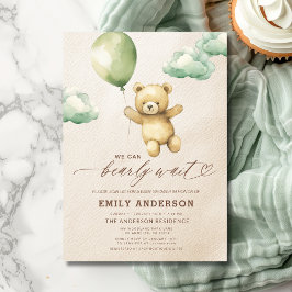 Bearly Wait Genderneutraal groen Baby shower Kaart