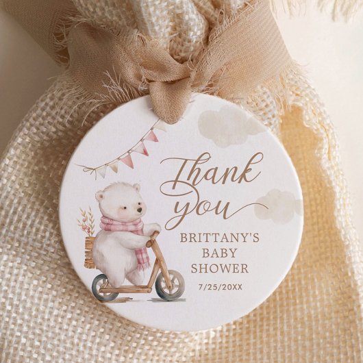Bearly Wait Girl Baby shower Bedankt Bedankjes Labels