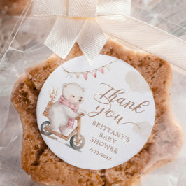 Bearly Wait Girl Baby shower Bedankt Ronde Sticker