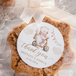 Bearly Wait Girl Baby shower Bedankt Ronde Sticker