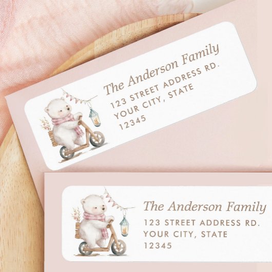 Bearly Wait Girl Baby shower keert terug Etiket