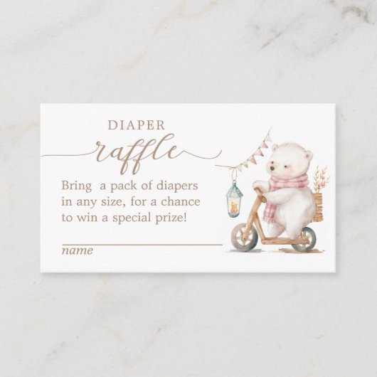 Bearly Wait Girl Baby shower Luier Raffle Informatiekaartje (Voorkant)