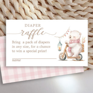 Bearly Wait Girl Baby shower Luier Raffle Informatiekaartje