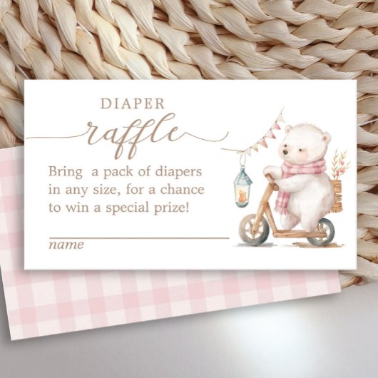 Bearly Wait Girl Baby shower Luier Raffle Informatiekaartje
