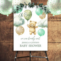 Bearly Wait Green Balloon Baby shower Welkomstbord