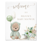 Bearly Wait Groen Boho Beer Douchebord Foto Afdruk (Voorkant)