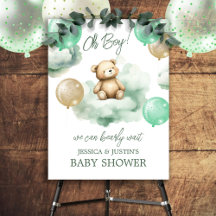 Bearly Wait Groene Ballonnen Wolken Baby Shower