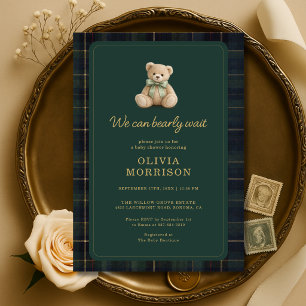 Bearly Wait Groene Tartan Schotse Baby Borrel Kaart