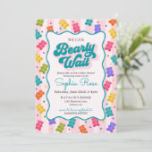Bearly Wait Gummy Bear Baby Shower Invitation Kaart (Staand voorkant)