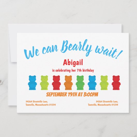 Bearly Wait Gummy Beer Kind's verjaardagsuitnodigi Kaart (Voorkant)