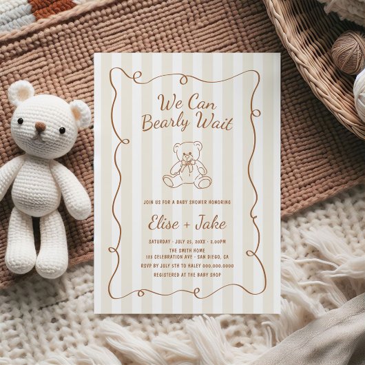 Bearly Wait Hand Drawn Genderneutraal Baby shower Kaart