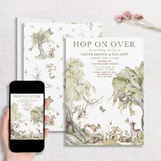 Bearly Wait Hop on Over Pasen Eierenjacht & Brunch Kaart