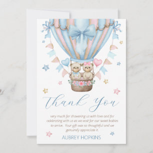 Bearly Wait Jongen Meisje Tweeling Baby Shower Bedankkaart