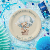 Bearly Wait - Jongen teddybeer in hete luchtballon Papieren Bordje (Feest)