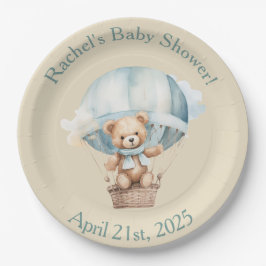 Bearly Wait - Jongen teddybeer in hete luchtballon Papieren Bordje