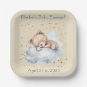 Bearly Wait - Jongen Teddybeer slaapt in wolken Papieren Bordje (Voorkant)