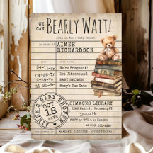 Bearly Wait  Library Kaart Books Baby shower