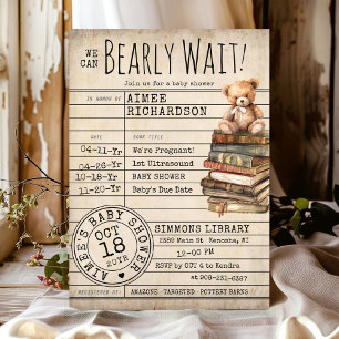 Bearly Wait  Library Kaart Books Baby shower