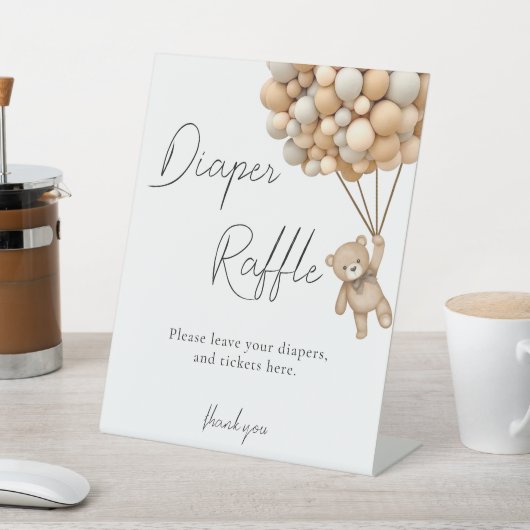 Bearly Wait Luier Raffle Baby shower Reclamebord Met Voetstuk (Insitu)