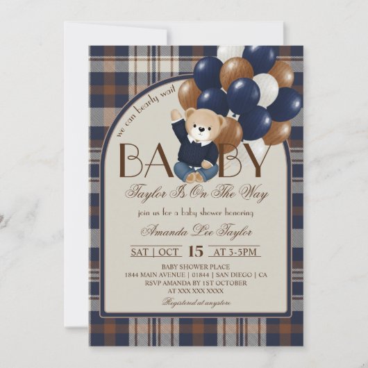 Bearly Wait Luxury Vintage Baby Shower Kaart (Voorkant)