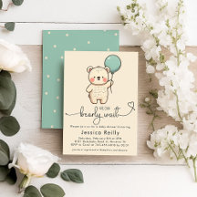 Bearly Wait – Minimalistische baby shower uitnodig