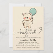 Bearly Wait – Minimalistische baby shower uitnodig Kaart (Voorkant)