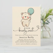 Bearly Wait – Minimalistische baby shower uitnodig Kaart (Staand voorkant)