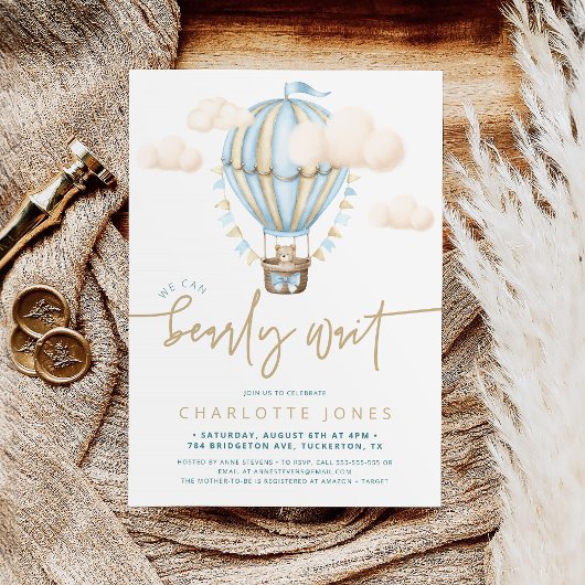 Bearly Wait Moderne Baby Shower Kaart