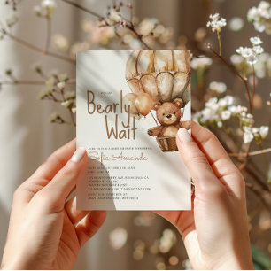 Bearly Wait Neutral Baby Animals Baby shower Kaart