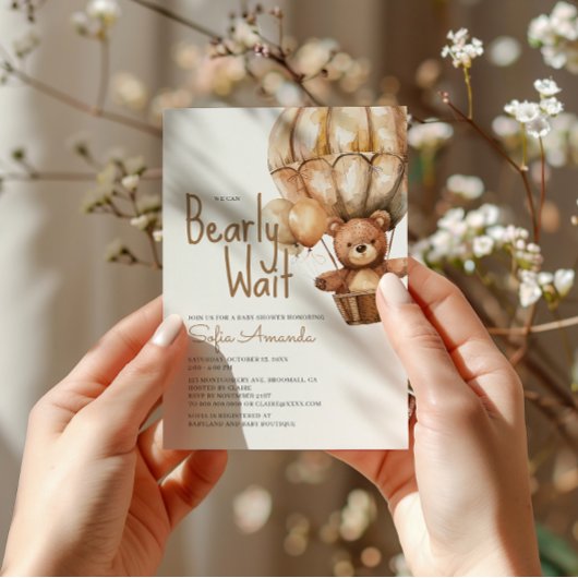 Bearly Wait Neutral Baby Animals Baby shower Kaart