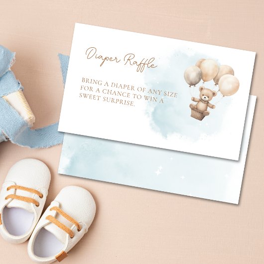 Bearly Wait Neutral Baby Shower Diaper Raffle Informatiekaartje