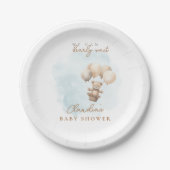 Bearly Wait Neutral Baby Shower Papieren Bordje (Voorkant)