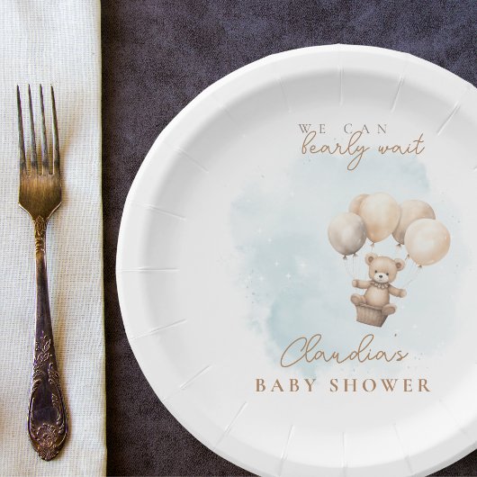 Bearly Wait Neutral Baby Shower Papieren Bordje