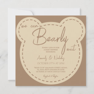 Bearly Wait Neutral Brown Baby shower Kaart