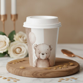 Bearly Wait Neutral Teddy Baby Shower Papieren Bekers