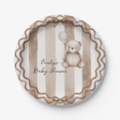 Bearly Wait Neutral Teddy Baby Shower Papieren Bordje (Voorkant)