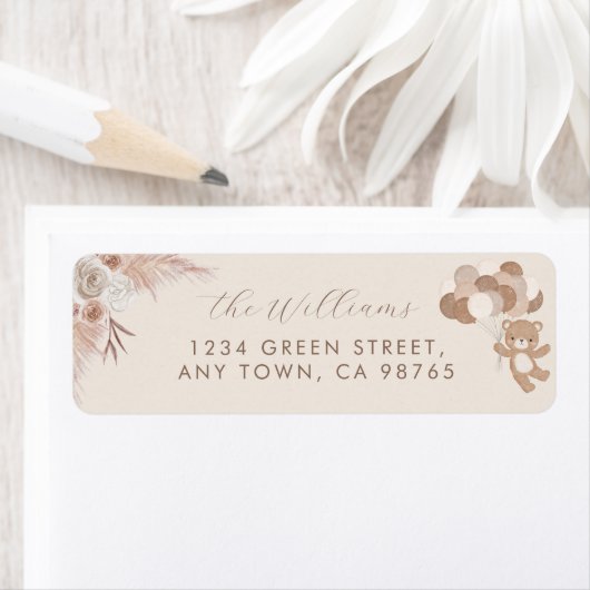 Bearly Wait Neutral Teddy Bear Baby Shower Etiket (Insitu)