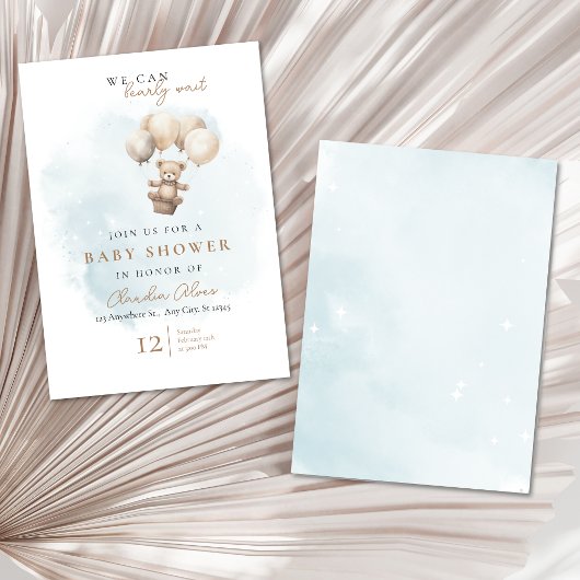 Bearly Wait Neutrale Baby Shower Uitnodiging