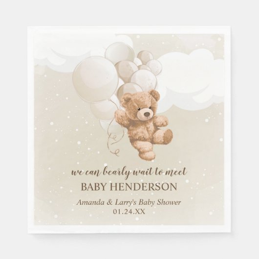 Bearly Wait Neutrale Teddyshirt Servet (Voorkant)