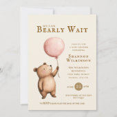 Bearly Wait Pink Balloon Baby Shower QR Code  Kaart (Voorkant)
