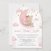 Bearly Wait Pink Teddy Bear Arch Baby shower Kaart (Voorkant)