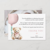Bearly Wait Pink Teddy Bear Baby Dankjewel Kaart (Voorkant / Achterkant)