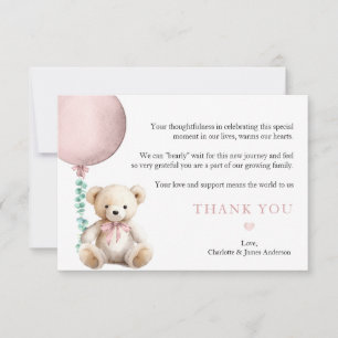 Bearly Wait Pink Teddy Bear Baby Dankjewel Kaart