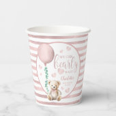 Bearly Wait Pink Teddy Bear Baby shower Cups Papieren Bekers (Achterkant)