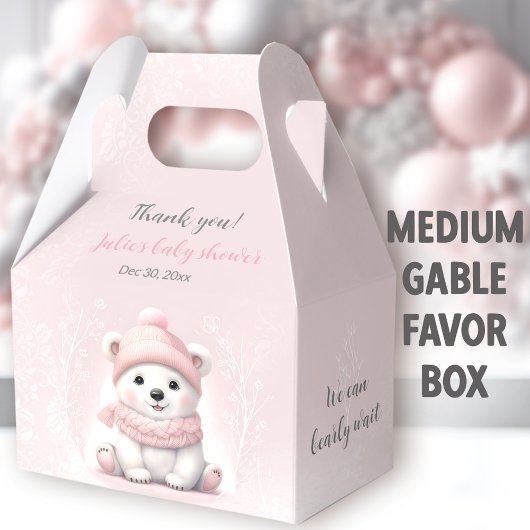 Bearly Wait Polar Beer Roze Baby shower Medium Bedankdoosjes
