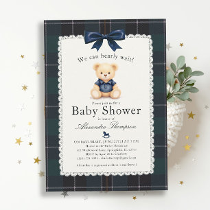 Bearly Wait Polo Beer Plaid Schotse Strik Das Baby Kaart