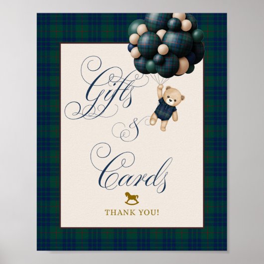 Bearly Wait Preppy Teddy Balloon Baby Shower Poster (Voorkant)